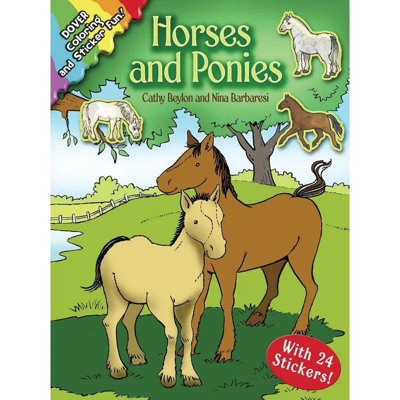 Horses and Ponies: Coloring and Sticker Fun: With 24 Stickers (Dover Animal Coloring Books