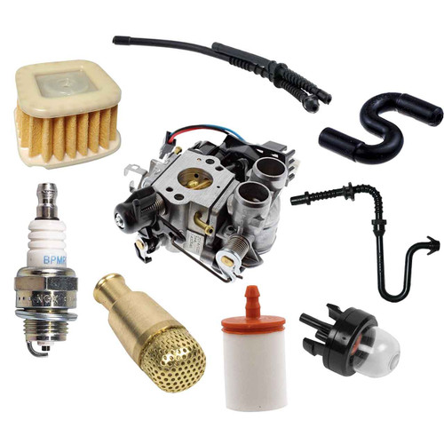HUSQ 572XP COMPLETE CARBURETOR AIR-OIL-FUEL FILTERS SPARK PLUG FUEL LINES PRIMER BULB KIT OEM