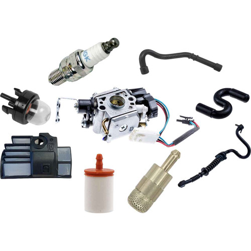 HUSQ T540XP COMPLETE CARBURETOR AIR-OIL-FUEL FILTERS SPARK PLUG FUEL LINES PRIMER BULB KIT OEM