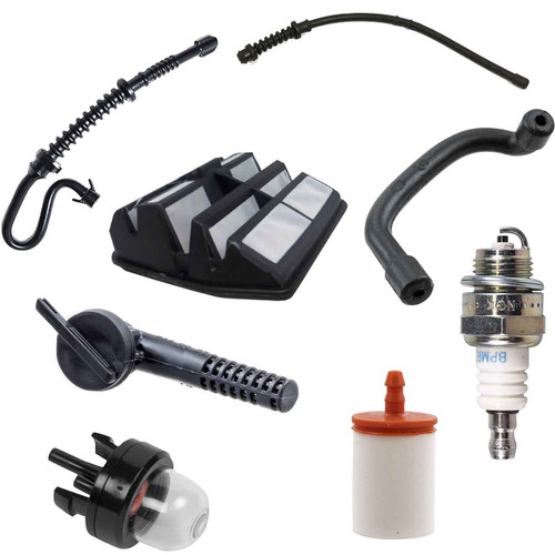 HUSQVARNA 445 AIR-OIL-FUEL FILTERS SPARK PLUG FUEL LINES PRIMER BULB KIT OEM