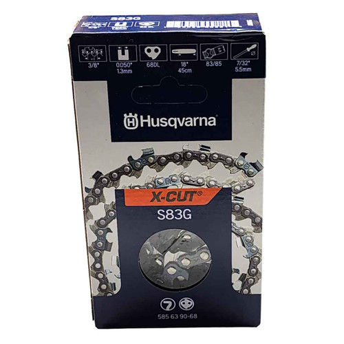585639068 18 Chain S83G 3/8 .050 68Dl Husqvarna Genuine OEM Part - SUPERSEDED FROM 591132368