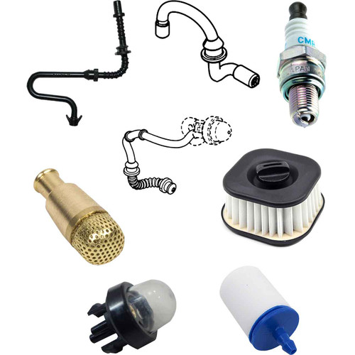 HUSQVARNA 592XP AIR-OIL-FUEL FILTERS SPARK PLUG FUEL LINES PRIMER BULB KIT OEM