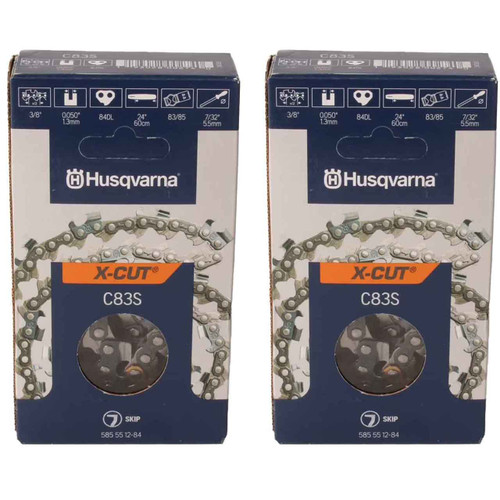 HUSQVARNA Chains - X -CUT C83S ,24"BAR, 84 DRIVE LINKS, .050"GAUGE, 3/8" - 2 PACK