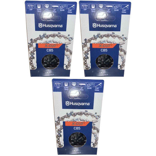 HUSQVARNA Chains - X -CUT C85 ,20"BAR, 72 DRIVE LINKS, .058"GAUGE, 3/8"- 3 PACK