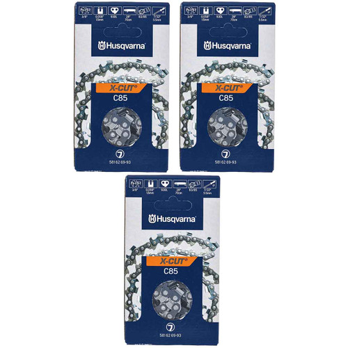 HUSQVARNA Chains - X -CUT C85 ,28"BAR, 93 DRIVE LINKS, .058"GAUGE, 3/8"- 3 PACK