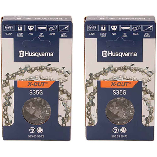 HUSQVARNA Chains - X -CUT S35G ,18BAR, 72 DRIVE LINKS, .058GAUGE, .325 - 2 PACK - SUPERSEDED FROM 591099072