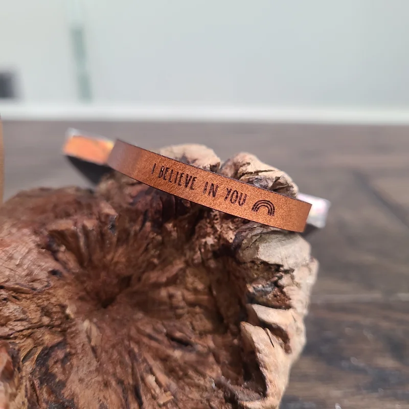 I Believe in You – Leather rainbow bracelet for KIDS