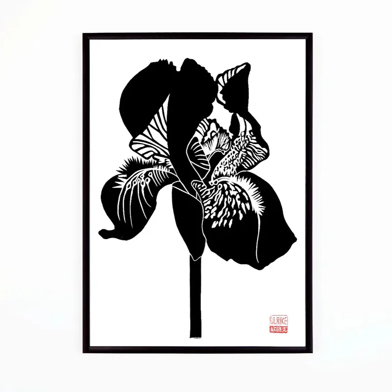 Iris Lino Print (Blk)