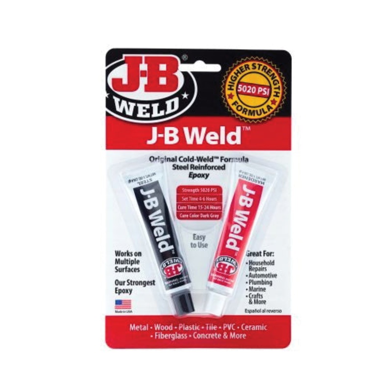 J-B Weld 8265S Reinforced Epoxy Resin and Hardener, Paste Part A, Liquid Part B, Off-White/White, Amine/Ethereal, 2 oz