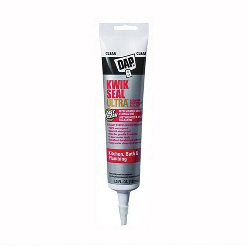 KWIK SEAL ULTRA 18915 Kitchen and Bath Sealant, Clear, 5.5 oz, Tube
