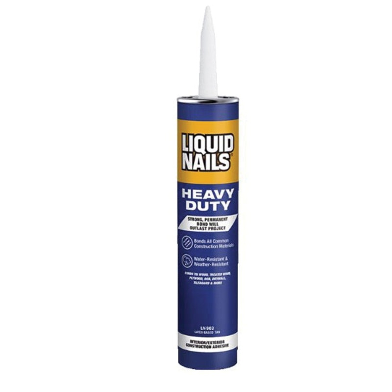 LIQUID NAILS LN-903 10 Low VOC Heavy-Duty Construction Adhesive, Paste, Tan, Slight Latex, 24 hr Curing, 10 oz