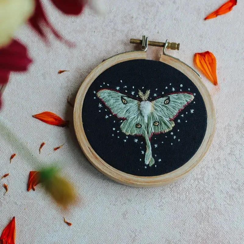 Luna Moth Embroidery Kit