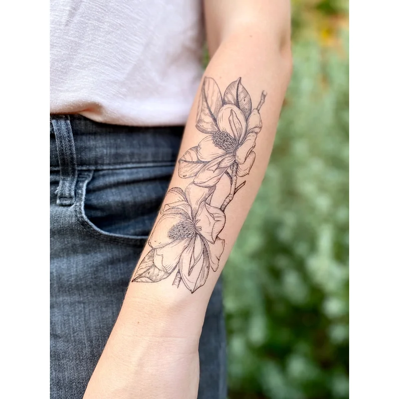 Magnolia Flower Temporary Tattoo