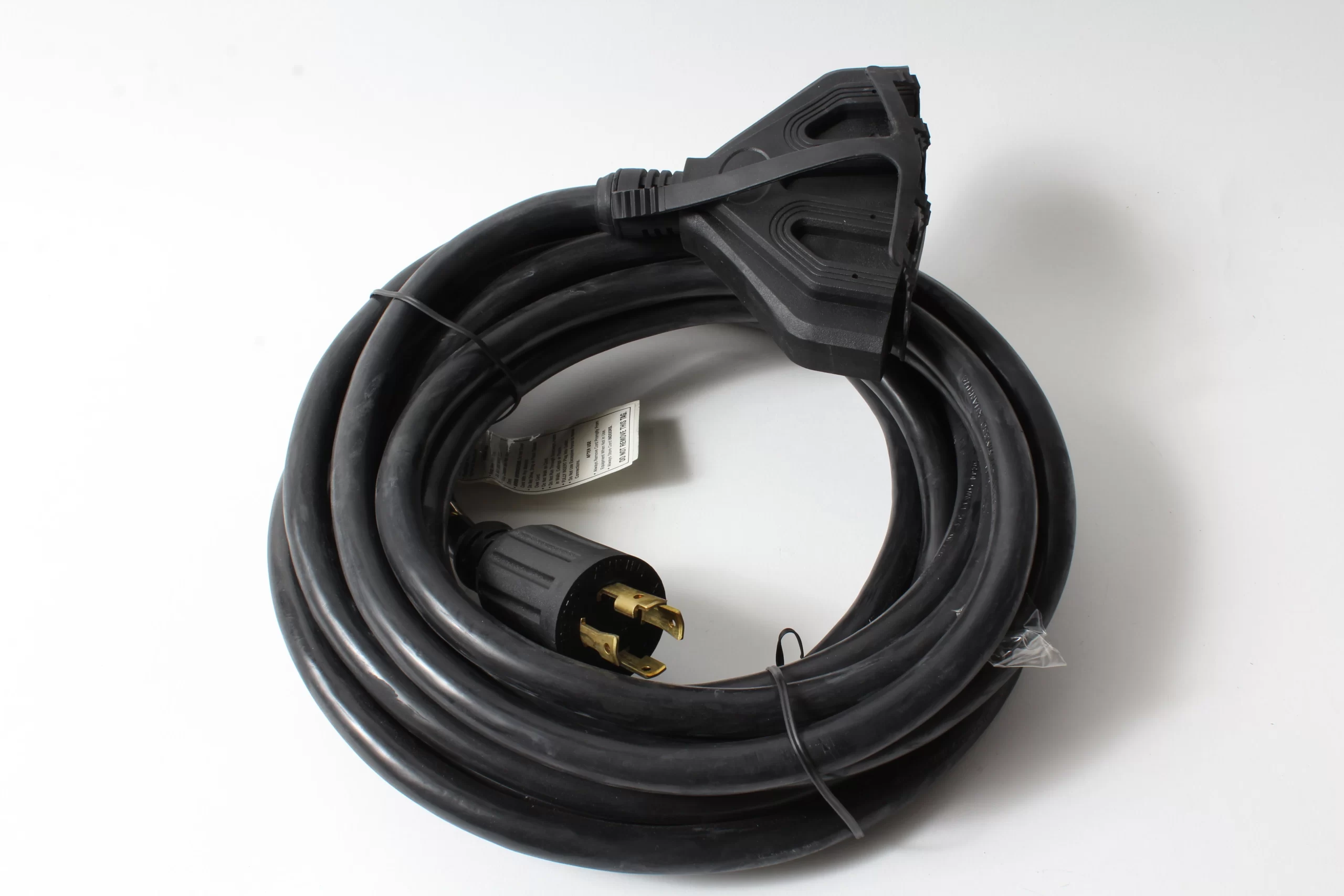 Male Twist Lock 4 Prong 30A 10 Gauge 25′ Generator Cord 4 STD Outlets WGC25