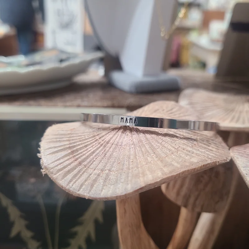 Mama – Silver Plated Thin Metal Cuff