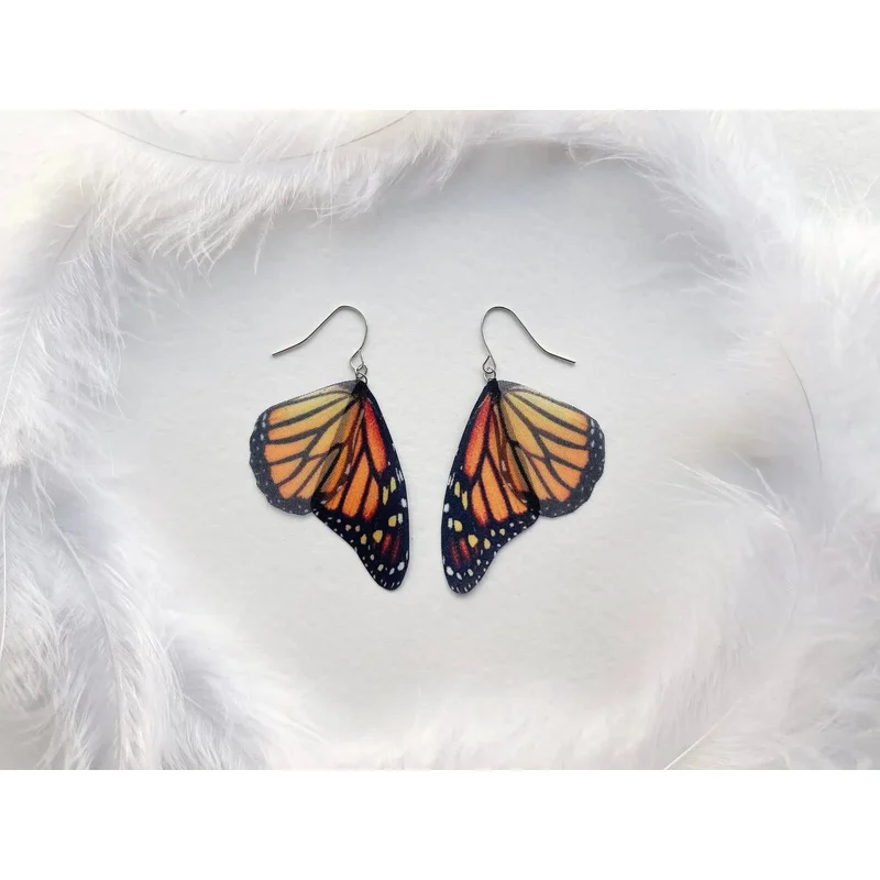 Mega Size Monarch Butterfly Wings Earrings