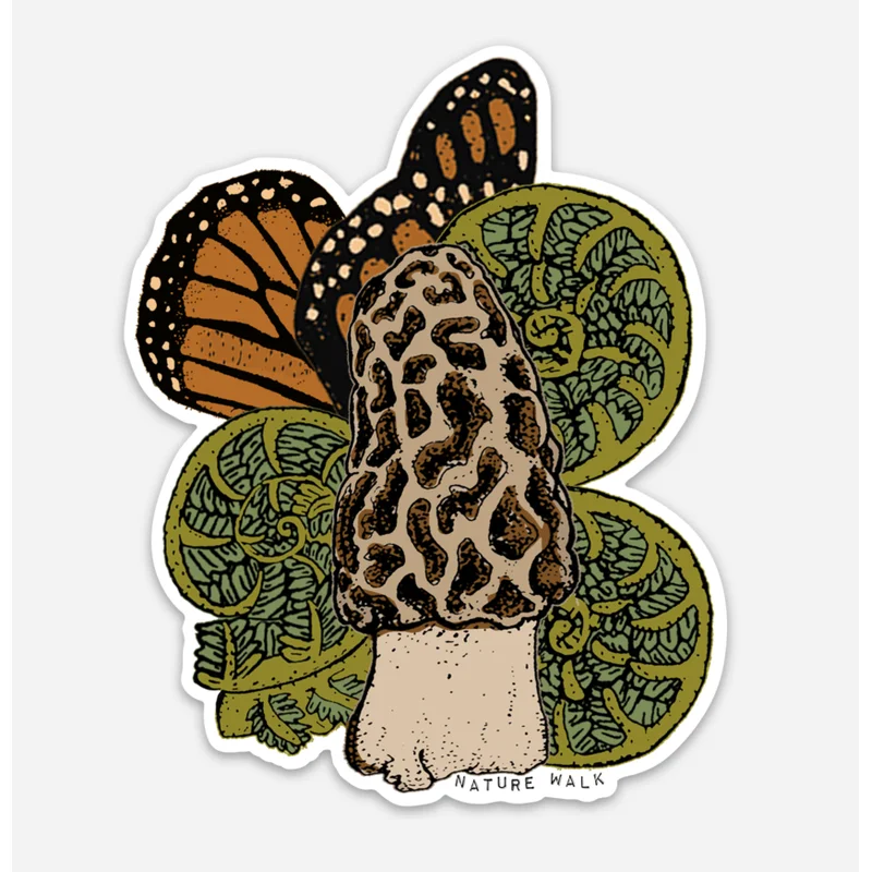 Morel Mushroom Fiddlehead Fern Monarch Wing Waterproof Decal