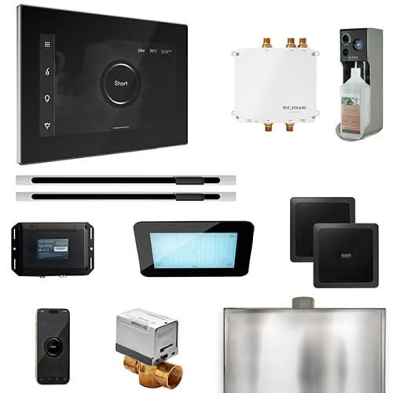 Mr.Steam Bliss Max Linear Control Pkg - Bliss Steam Shower Control Package w/ iSteamX Control and Linear SteamHeads (2) Black