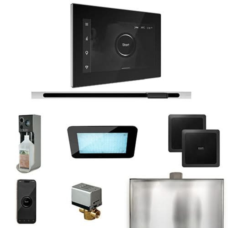 Mr.Steam XDream Linear Control Pkg - XDream Steam Shower Control Package w/ iSteamX Control and Linear SteamHead Black