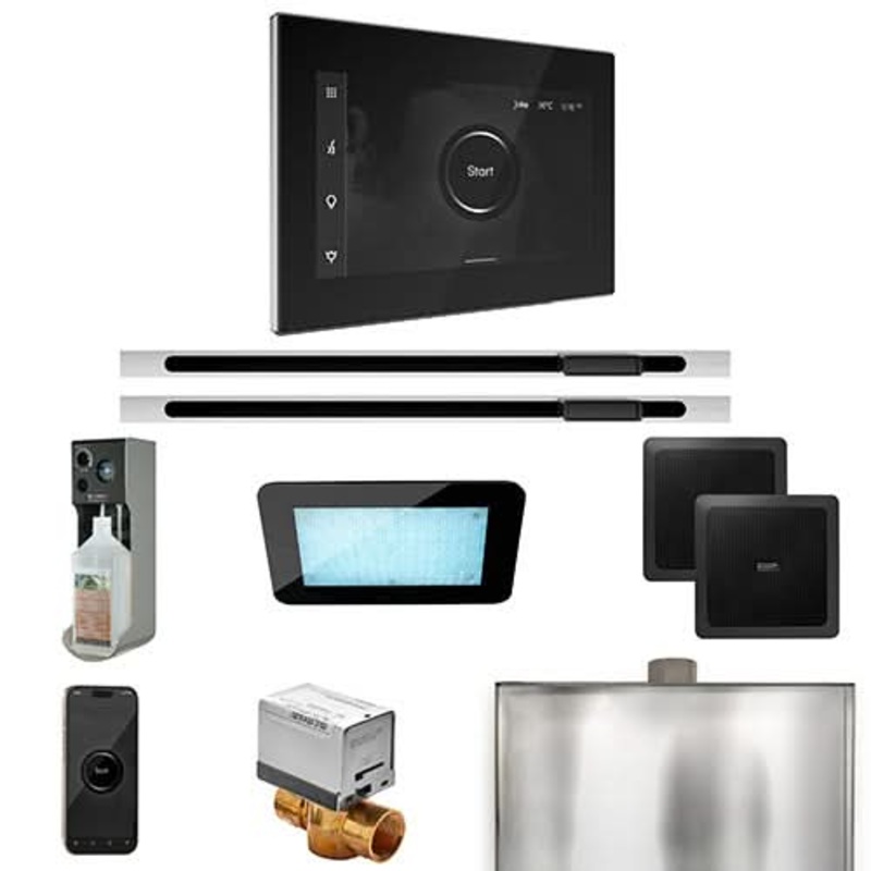 Mr.Steam XDream Max Linear Control Pkg - XDream Steam Shower Control Package w/ iSteamX Control and Linear SteamHeads (2) Black