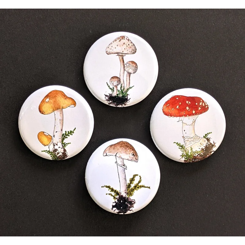 Mushroom Pinback Buttons (Twig & Moth)