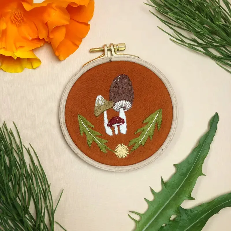 Mushroom Trio – Intermediate Hand Embroidery Diy Craft Kit