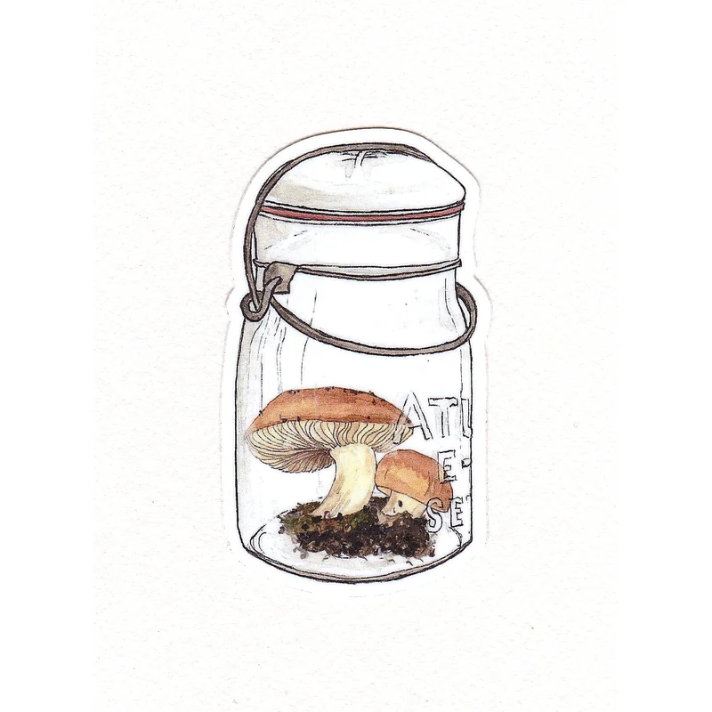Mushrooms in Jar Waterproof Sticker