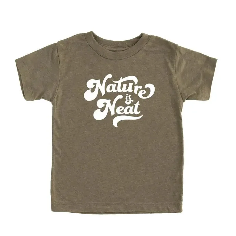 Nature is Neat Kids Shirt – Heather Olive