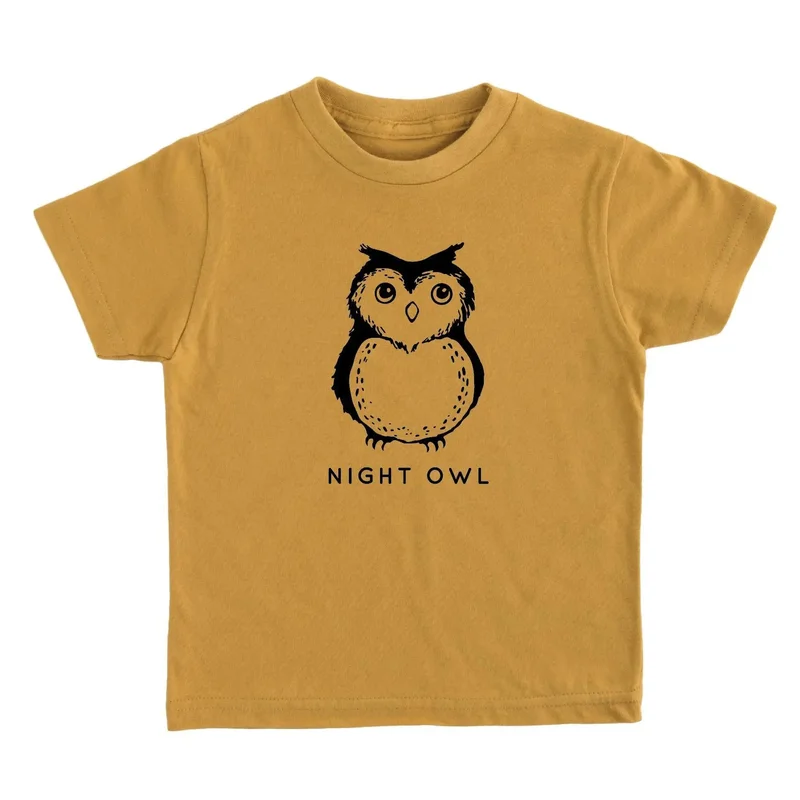 Night Owl Organic Kids Shirt – Mustard