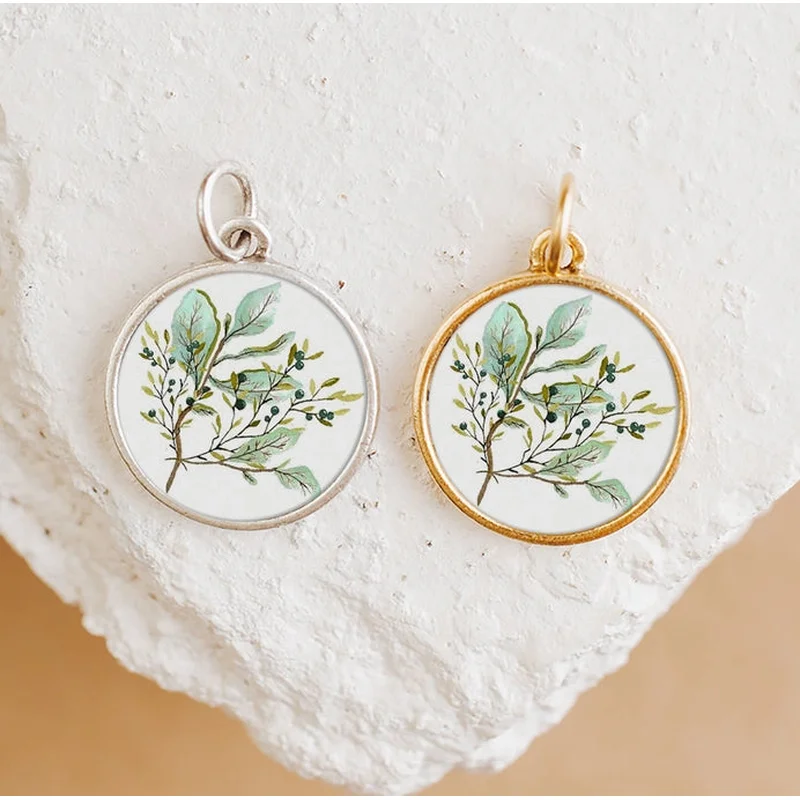 Olive Branch Pendant Necklace Charm