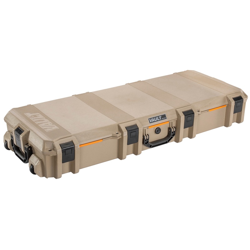Pelican VCV730 Vault Tactical Rifle Case 44 Tan Polymer 2 Rifles w/Wheels