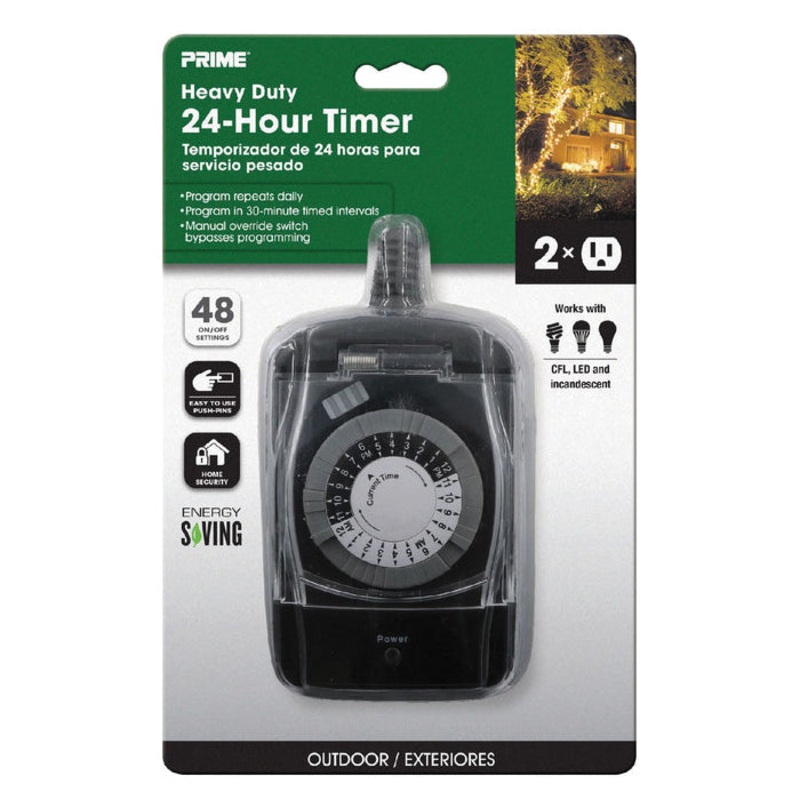 PRIME TNO24111 Outdoor Heavy-Duty Electromechanical Timer, 125 V Input