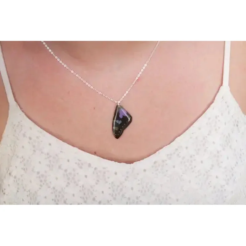 Purple Spotted Butterfly Wing Necklace – Forewing