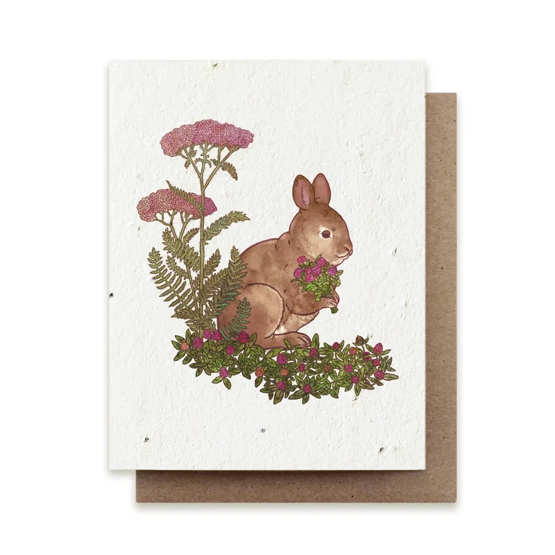 Rabbit Gathering Herbs Plantable Herb Seed Card