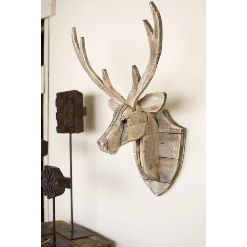 Recycled Wood Deer Head Wall Hanging