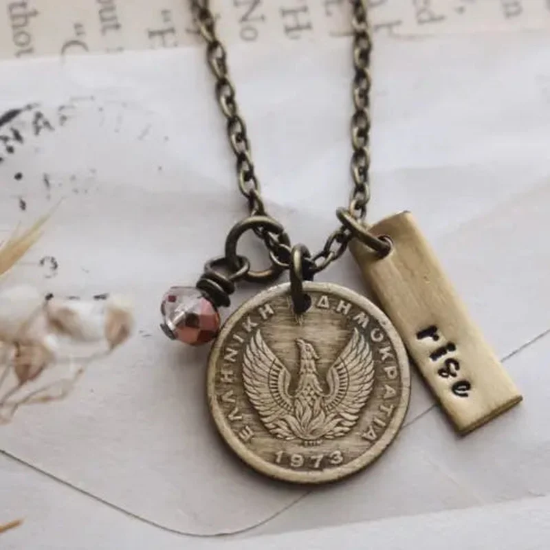 “Rise” Vintage Phoenix Rising Coin Necklace