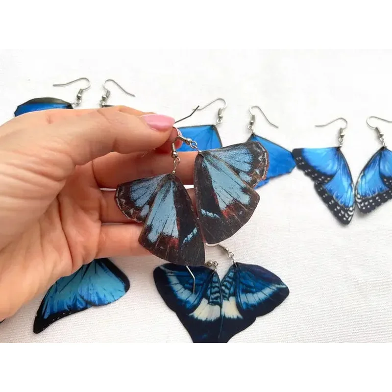 Royal Blue Silk Butterfly Wings Earrings #6