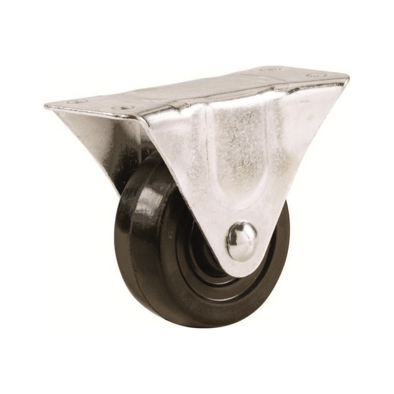 shepherd 9481 Plate Caster, Rigid Caster, 2 in Dia Wheel, 7/8 in W Wheel, 90 lb Load, Rubber Wheel, Black Wheel