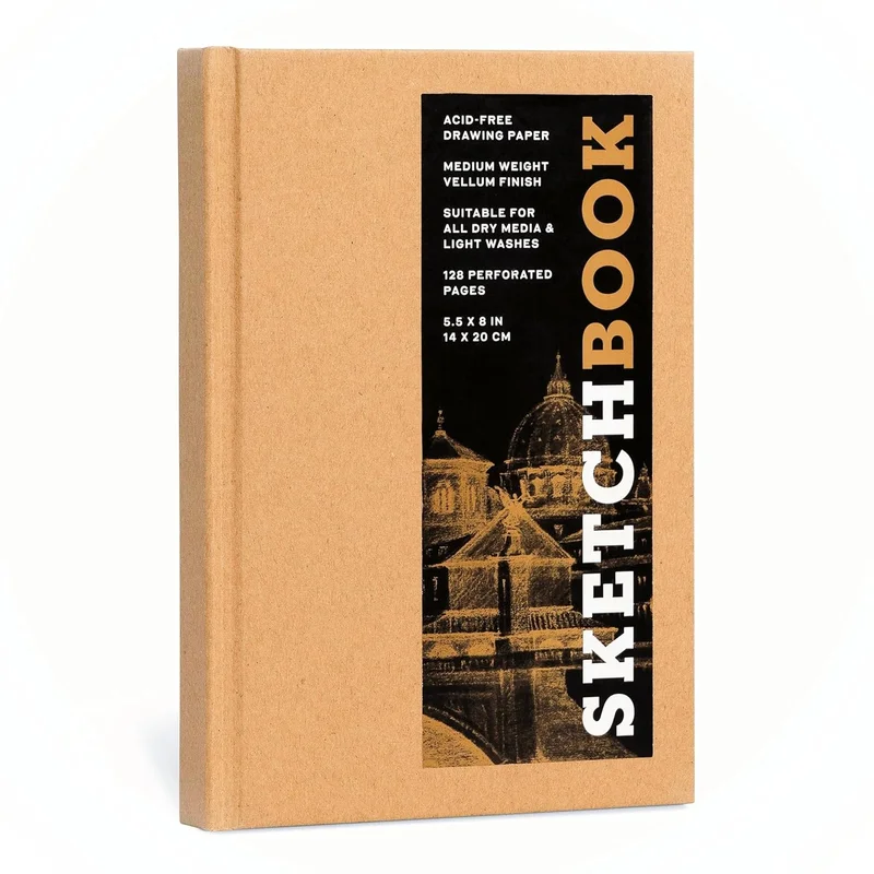 Sketchbook: 5.5×8 Kraft Bound Hardcover Mixed Media Journal for Drawing: Acid-Free Quality Paper (3 Sizes) (Copy)