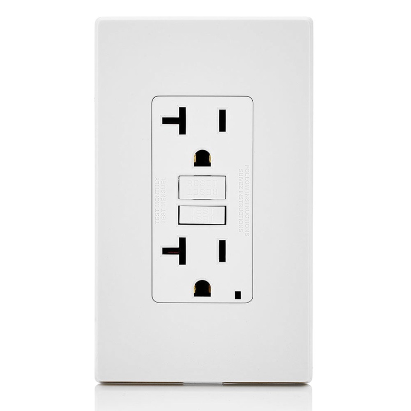 SmartlockPro C32-GFNT2-0PW Standard Duplex GFCI Receptacle, 125 VAC, 20 A, 2-Pole, 3-Wire, White