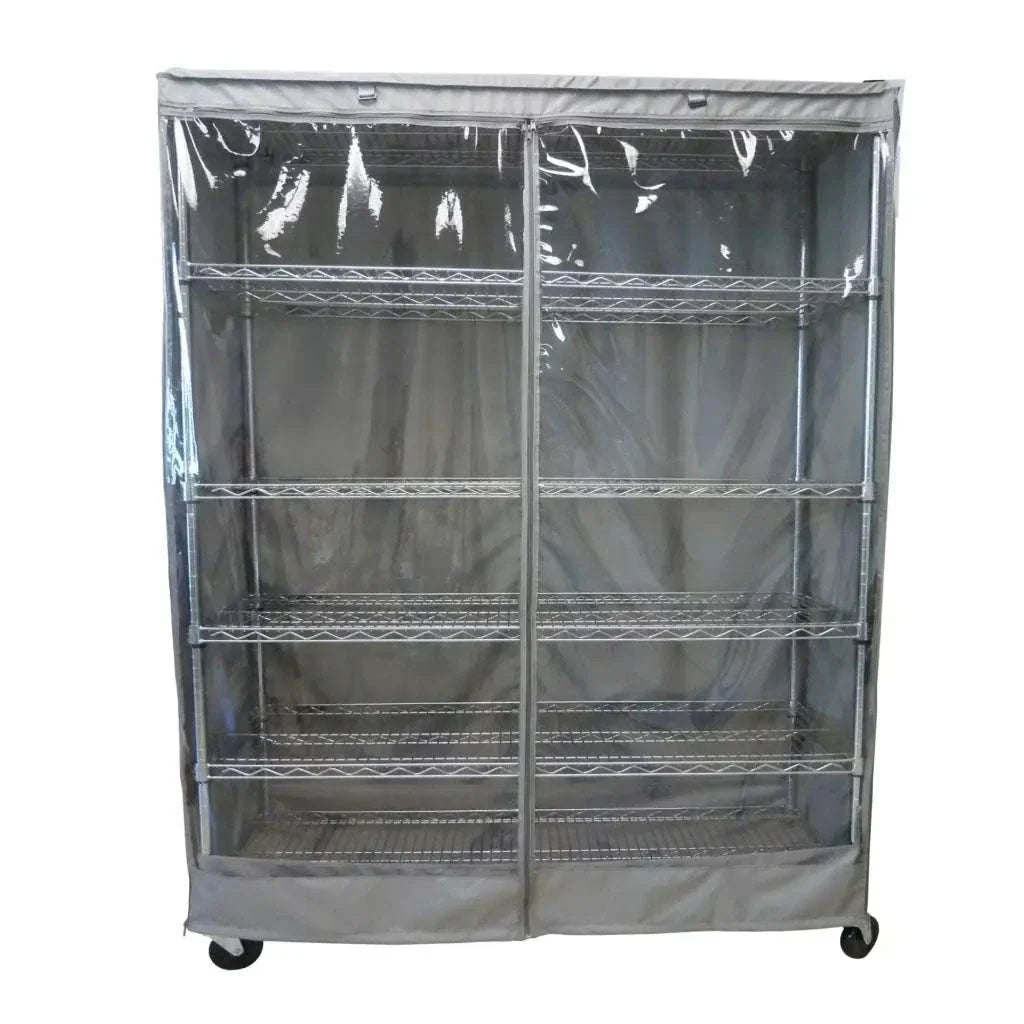 Storage Shelving Unit Cover, fits racks 72"W x 18"D x 72"H one side see through panel in Grey