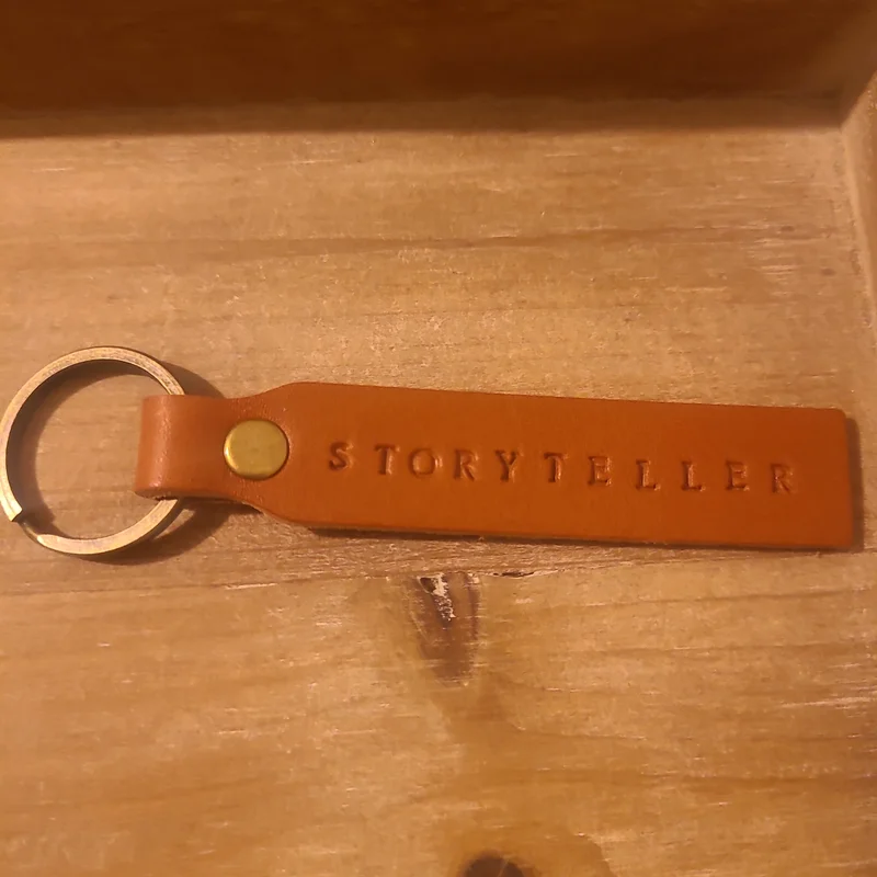 “Storyteller” Custom Stamped Leather Keychain