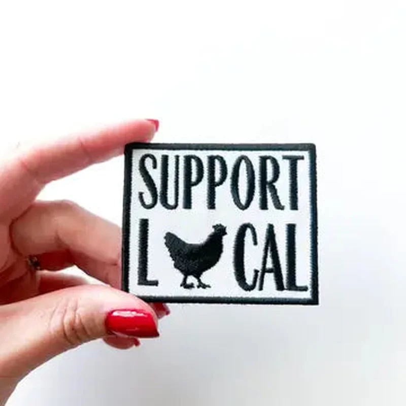 Support Local Embroidered Iron-On Patch Holistic Farm