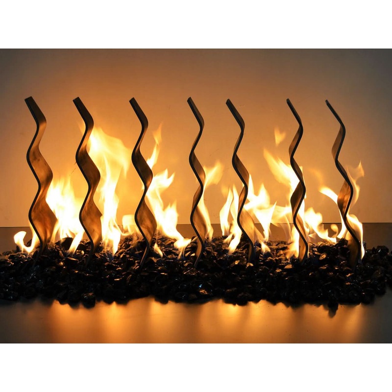 The Outdoor Plus Black Steel Fireplace Waves