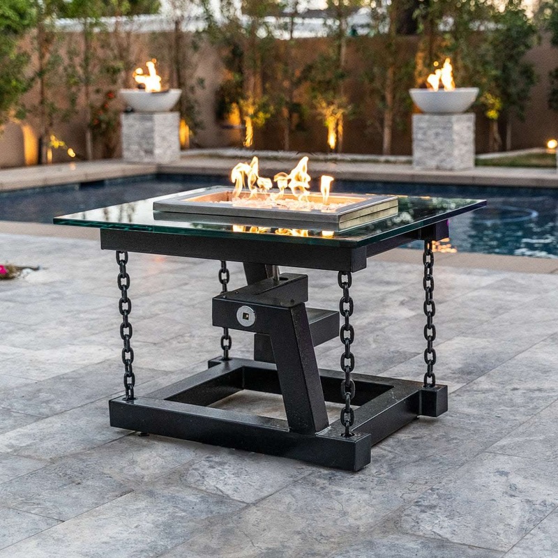 The Outdoor Plus Newton Powder Coated Fire Pit Chain Support Black