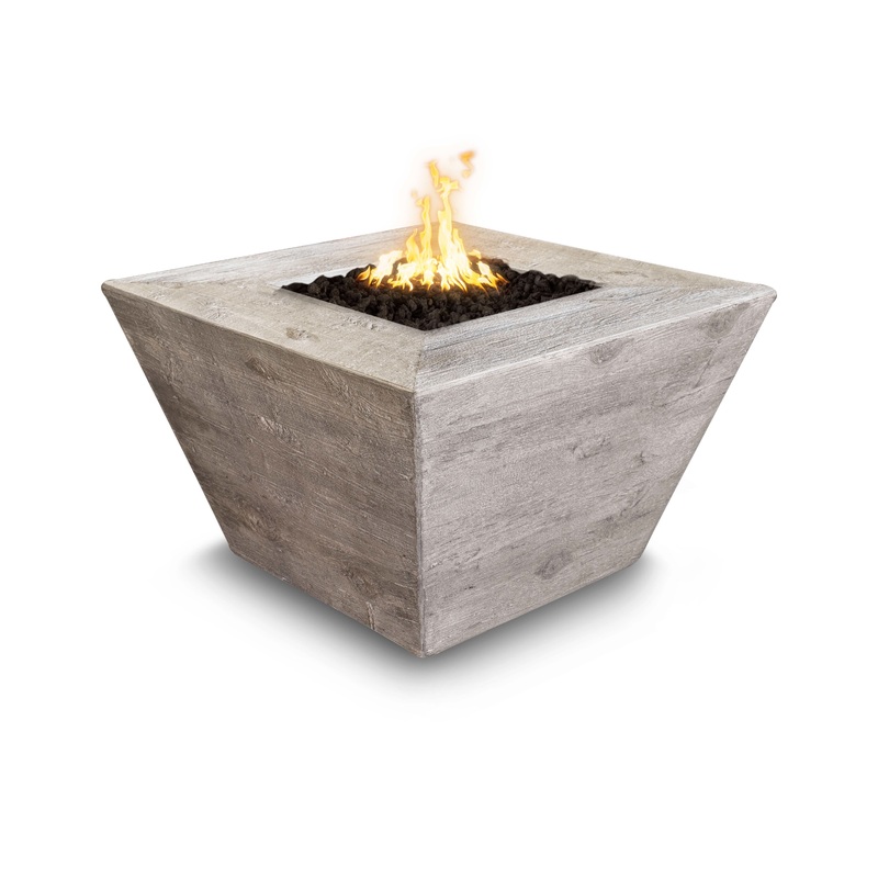 The Outdoor Plus Square Plymouth Wood Grain Fire Pit Ebony (-EBN)