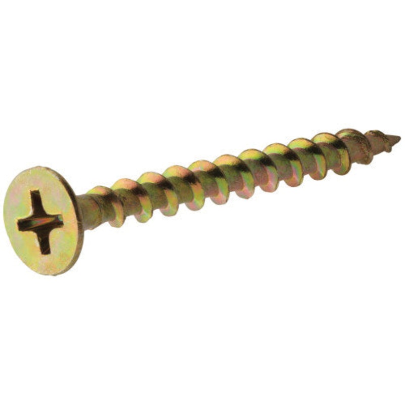 The Project Center 47673 All-Purpose Wood Screw, #6 Thread, Coarse Thread, Phillips Drive, #2 Drive, Bugle Head, Gold