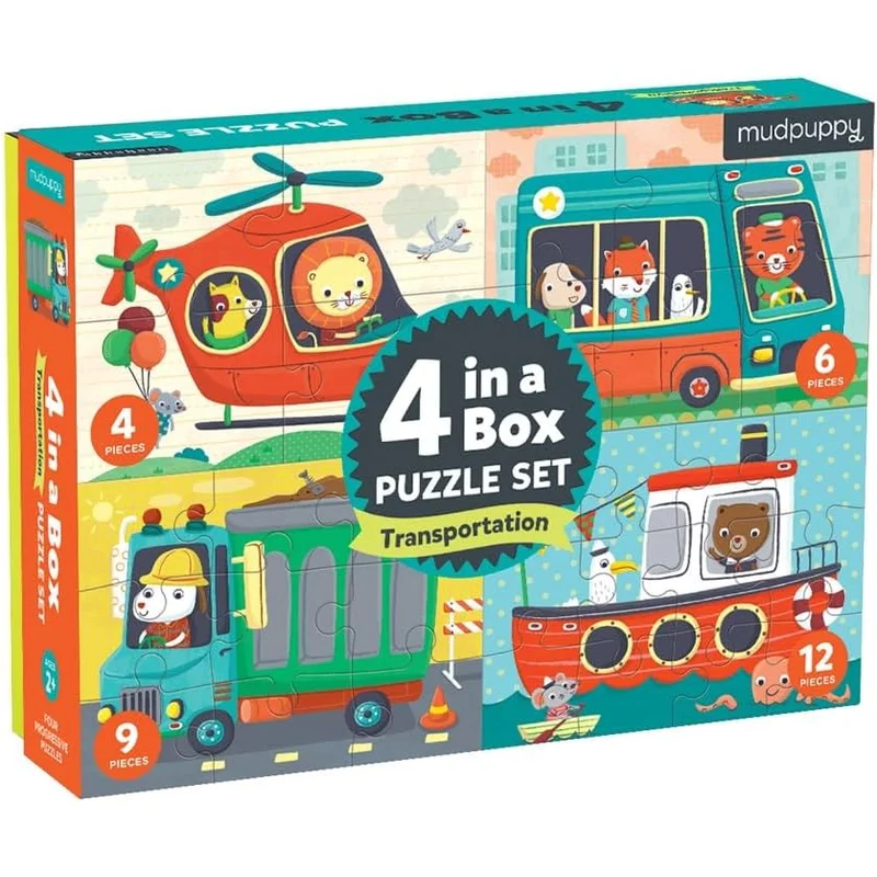 Transportation 4-In-A-Box Puzzle Set