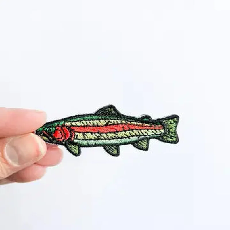 Trout Fish Embroidered Iron On Patch