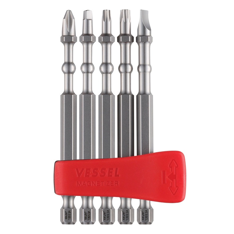 VESSEL IMPACT BALL IBMG90K002 Torsion Bit Set with Mag Charge Holder, 90 mm OAL, 5 -Piece